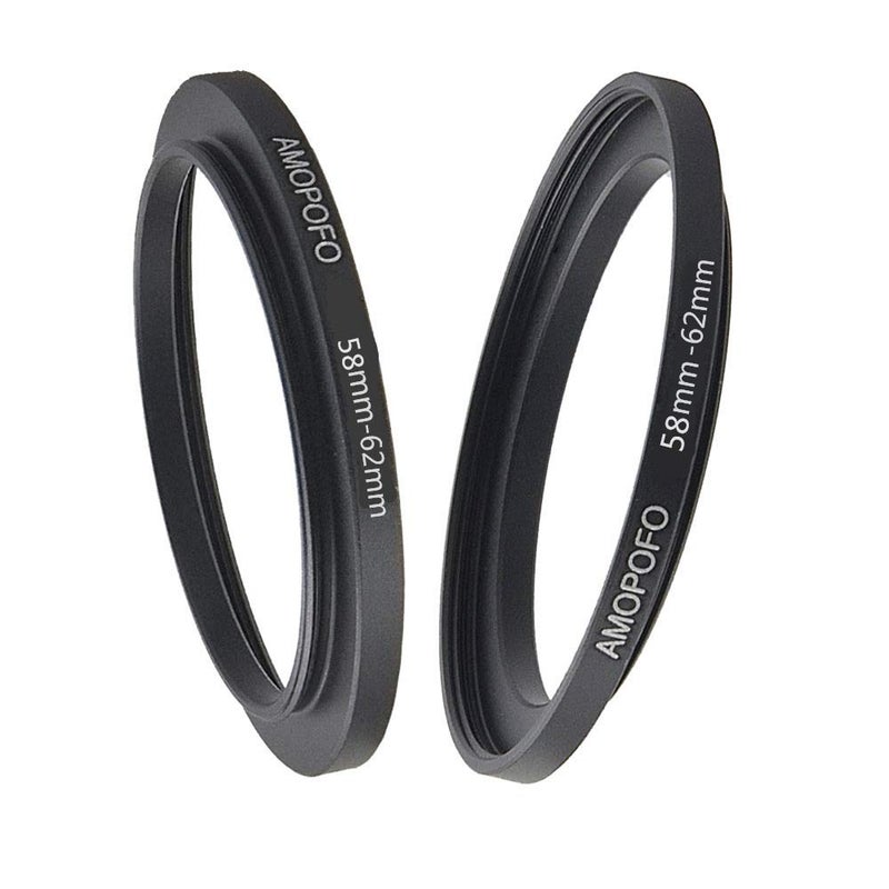 Amopofo 58-62mm Metal Ring/58mm to 62mm Step-Up Ring for Filters,Made of CNC Machined Space Aluminum with Matte Black Electroplated Finish,Compatible with All 58mm Camera Lenses & 62mm Accessories - Image 2